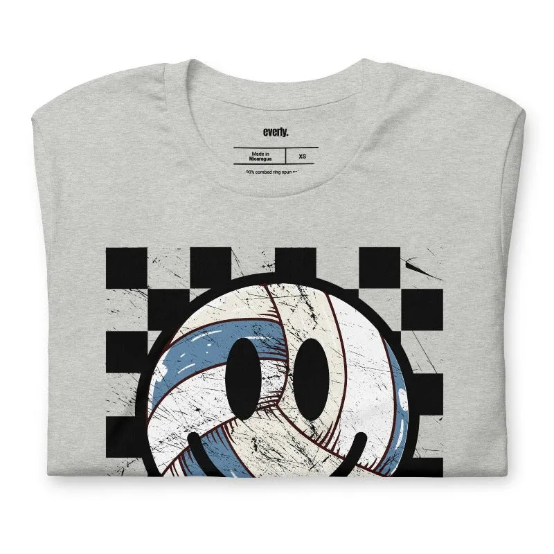 Retro Volleyball Smiley Face Graphic Tee