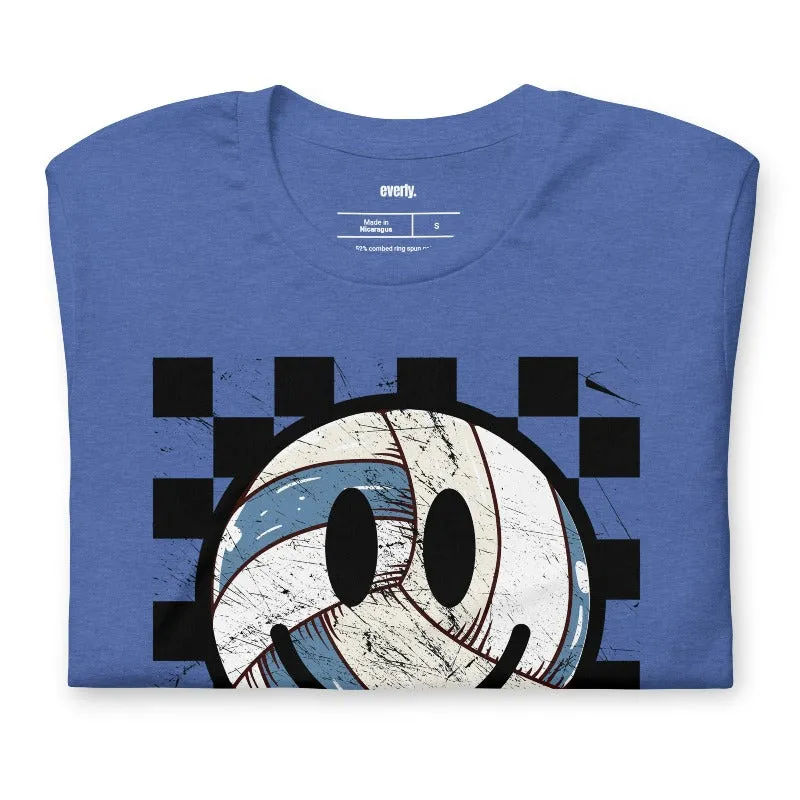 Retro Volleyball Smiley Face Graphic Tee