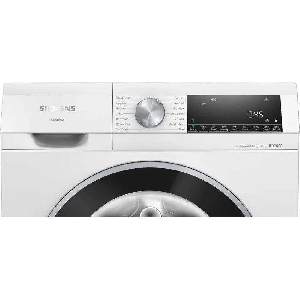 Siemens iQ500 10KG Front Loader Fullsize Freestanding Washing Machine - White | WG54G202GB