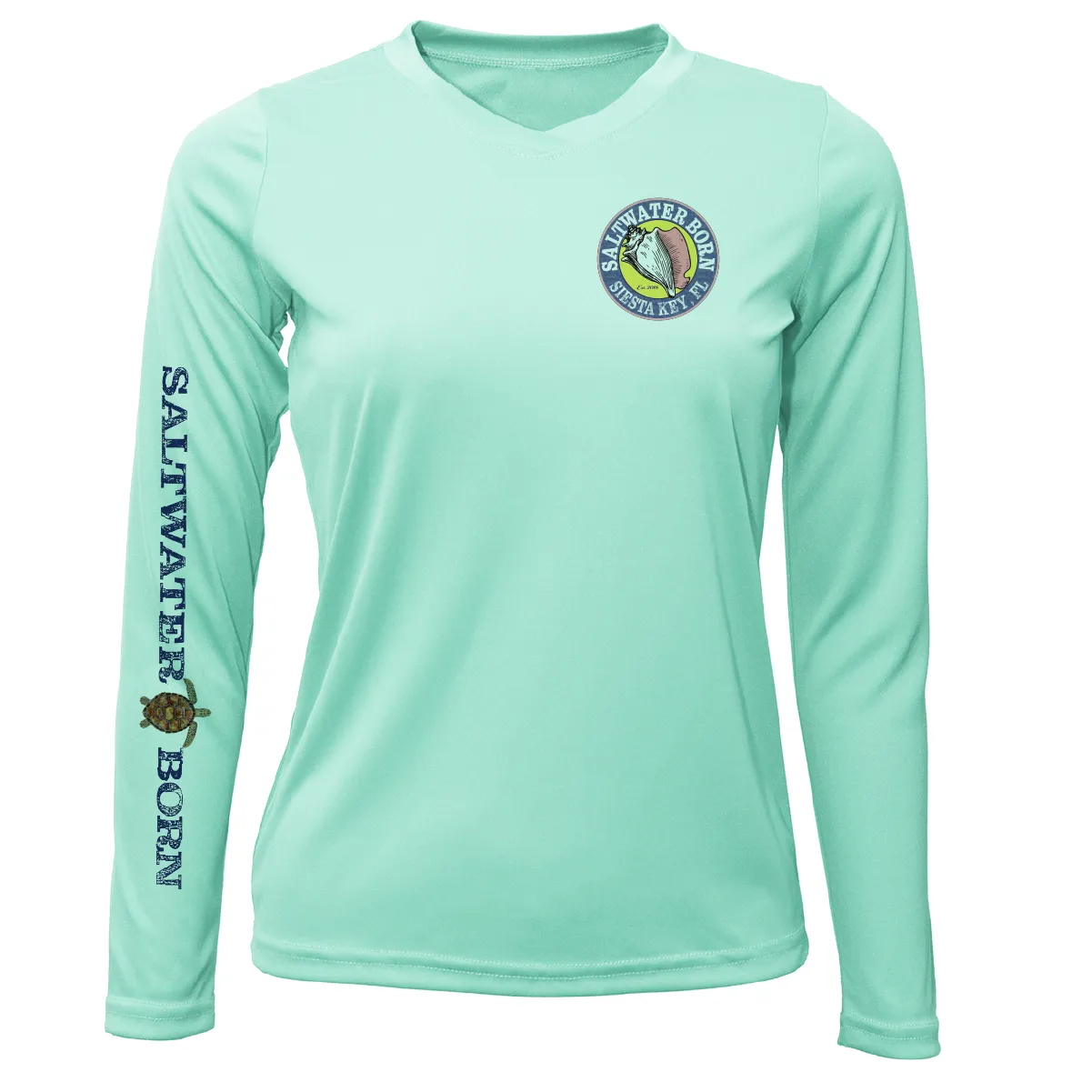 Siesta Key Realistic Turtle Women's Long Sleeve UPF 50  Dry-Fit Shirt
