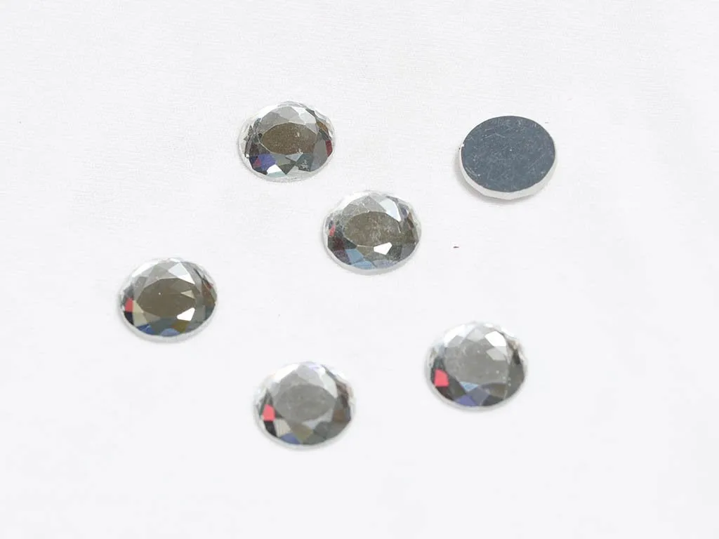 Silver Circular Glass Stones - 20 mm