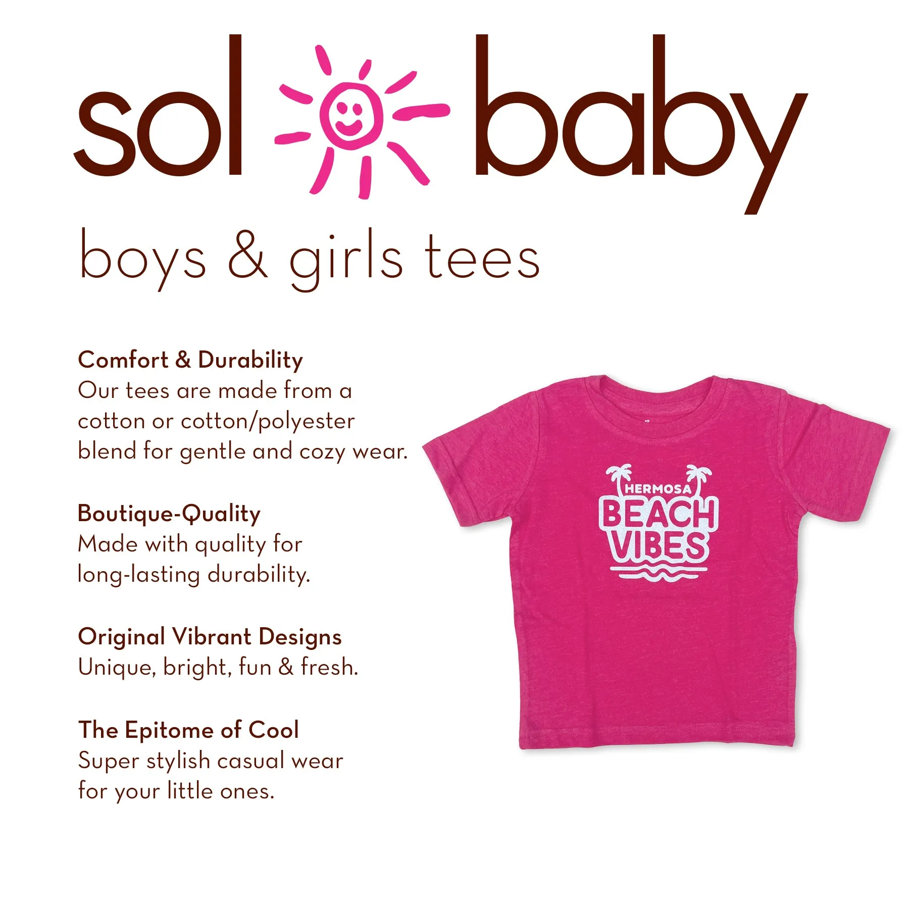 Sol Baby Hermosa Beach Vibes Vintage Pink Short Sleeve Tee