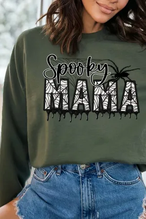Spooky Mama Faux Embroidery Heavy-weight Crew Sweatshirt