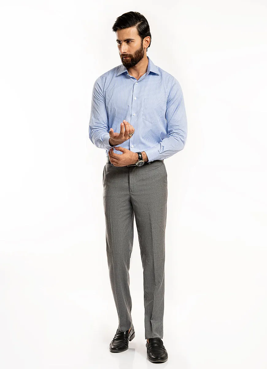 Stripes-White on Blue Base, Cotton Rich Charlie Formal Shirt