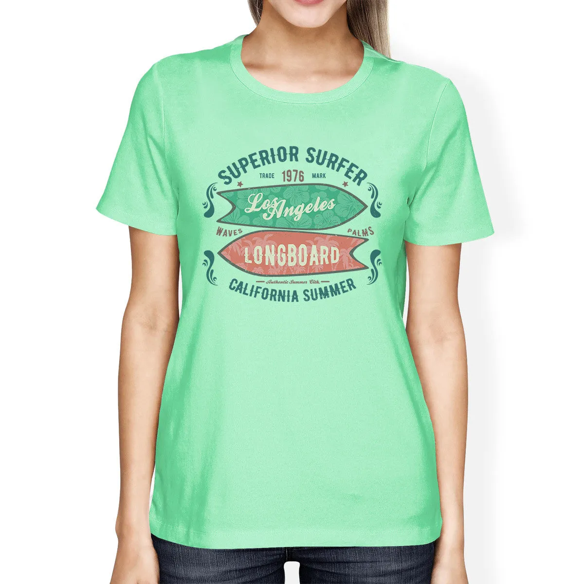 Superior Surfer Los Angeles Longboard Womens Mint Shirt