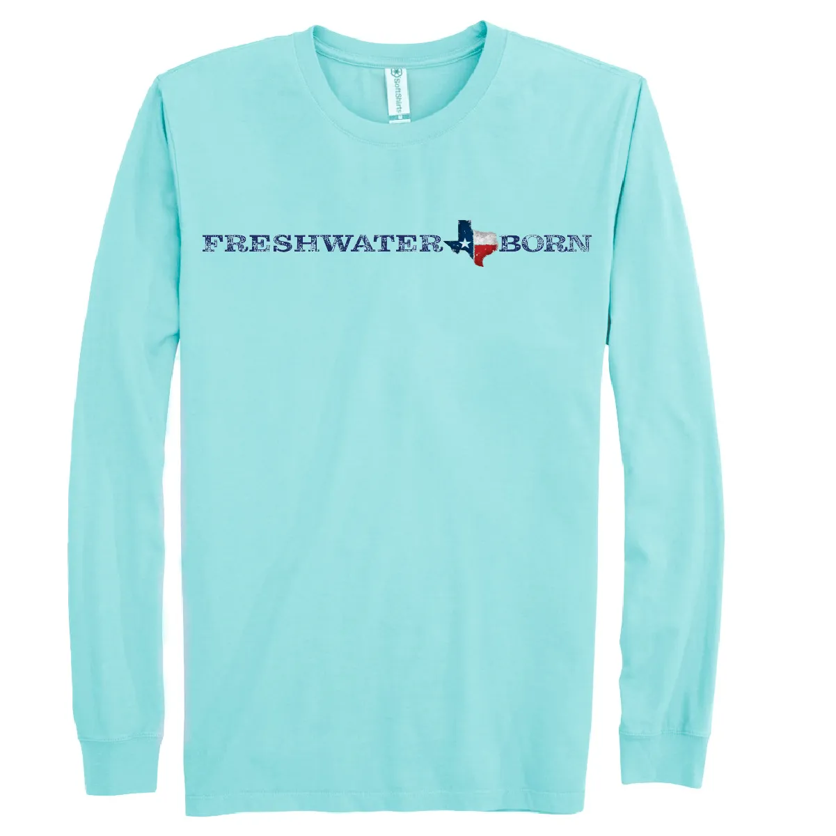 Texas Freshwater Born Linear Logo Men's Cotton Long Sleeve Shirt