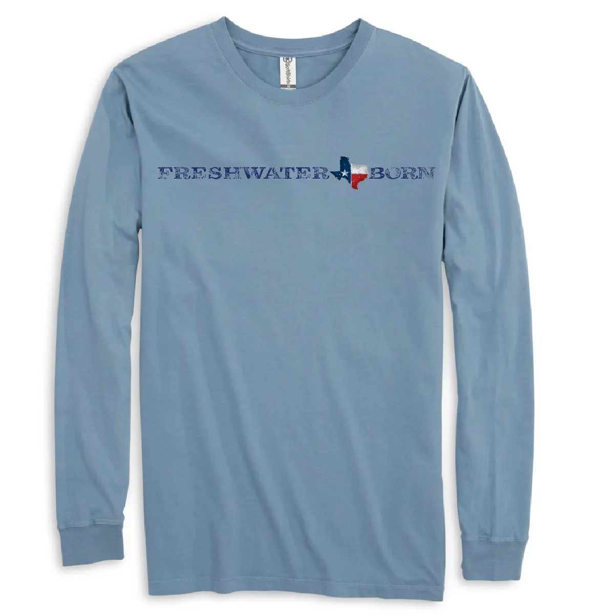 Texas Freshwater Born Linear Logo Men's Cotton Long Sleeve Shirt