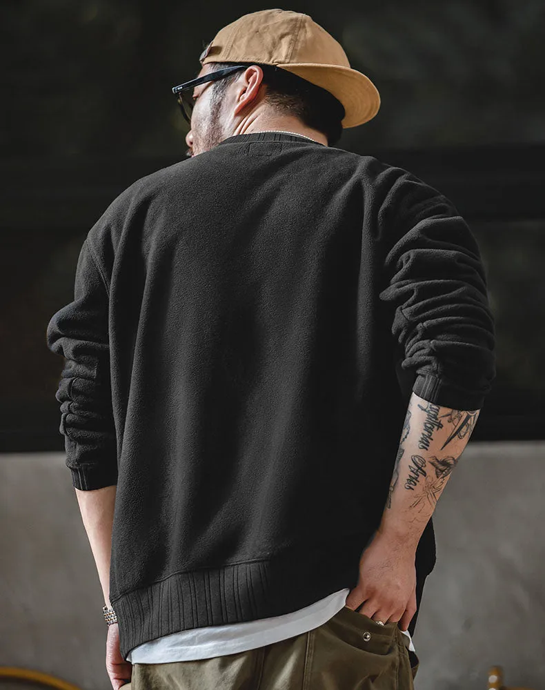Tooling American Retro Round Neck Warm Fleece Men's Sweater