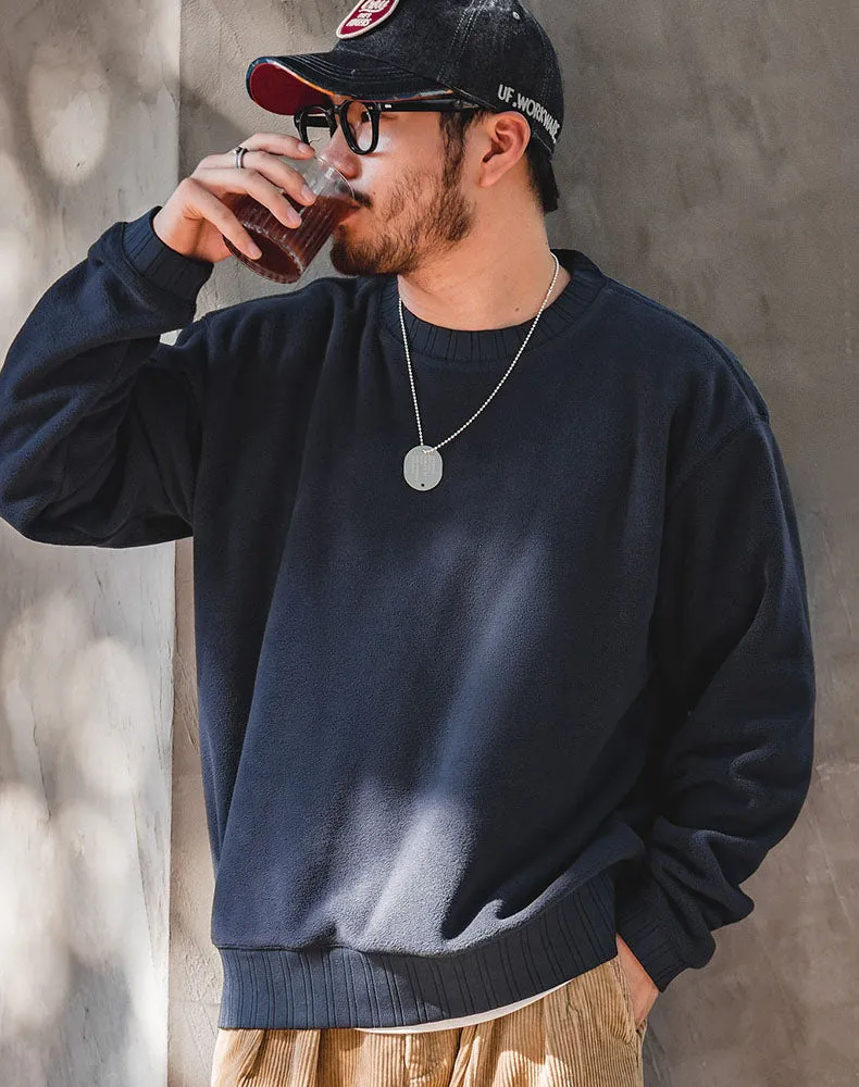 Tooling American Retro Round Neck Warm Fleece Men's Sweater