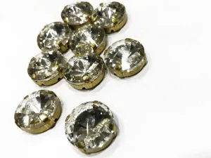 White Transparent Circular Glass Stones with Catcher (16 mm) (Wholesale)