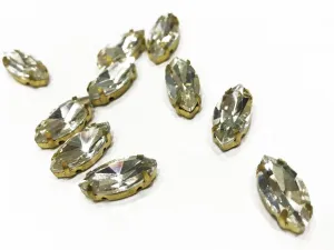 White Transparent Eye Glass Stone with Catcher (15x7 mm)