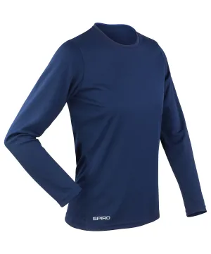 Womens Spiro quick-dry long sleeve t-shirt | Navy