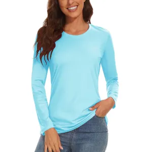 Women's UPF 80  Quick Dry Crew Neck Long Sleeve T-Shirts