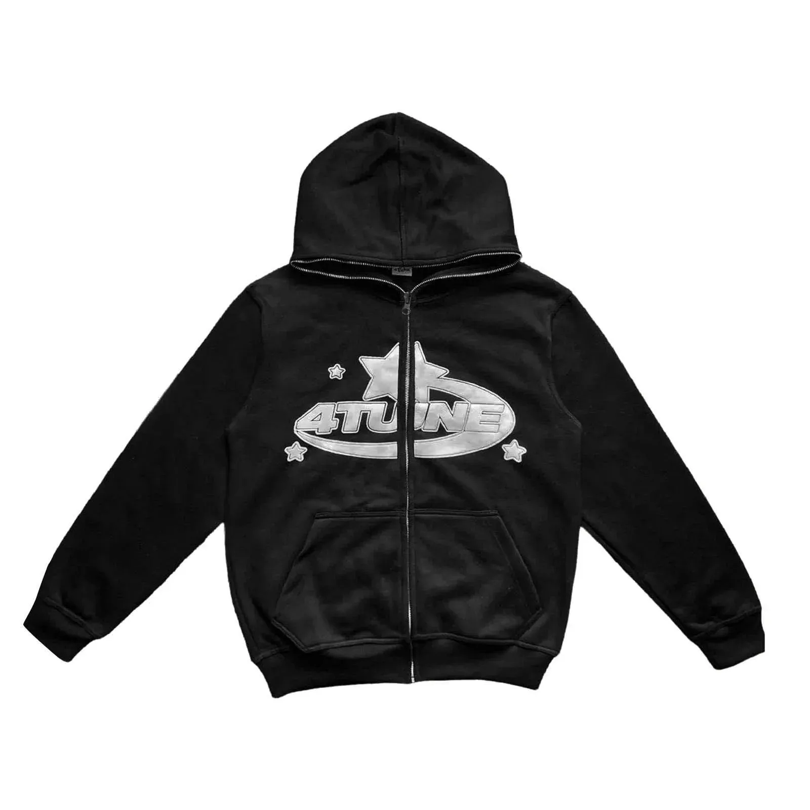 Zip Up Hoodies Y2k Cardigan New In Sweatshirts Warmth 4tune Letter Print Sweatshirts Trend Casual Hip Hop Hooded Mens Clothing